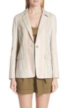 Women's Lafayette 148 New York Marie Stripe Linen Jacket - Ivory