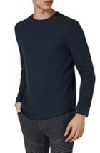 Men's Topman Waffle Knit Long Sleeve T-shirt - Blue