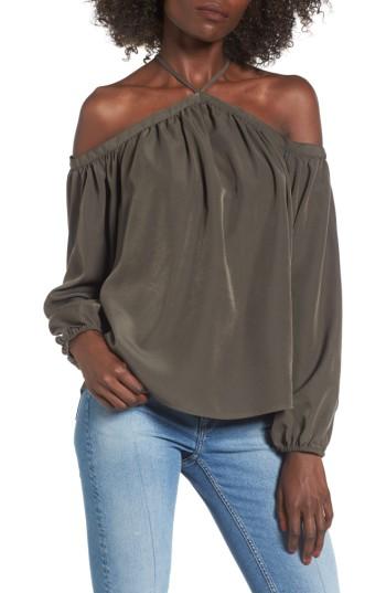 Women's Bp. Off The Shoulder Halter Top, Size - Green