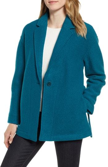 Women's J.crew Camille Short Boiled Wool Wrap Coat, Size - Blue