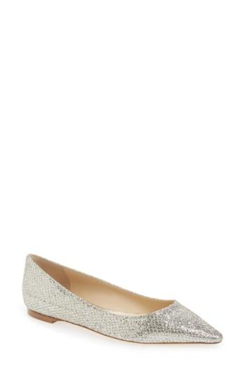 Women's Jimmy Choo 'romy' Pointy Toe Flat .5us / 38.5eu - Beige