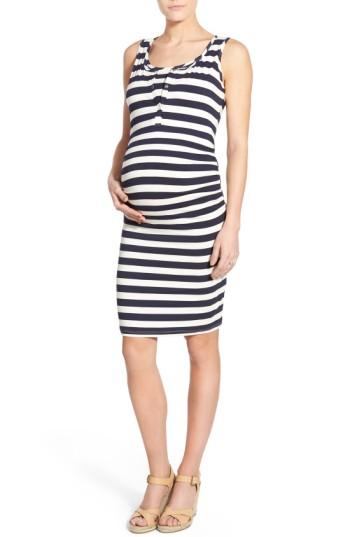 Women's Lab40 'joy' Sleeveless Maternity/nursing Midi Dress - Blue