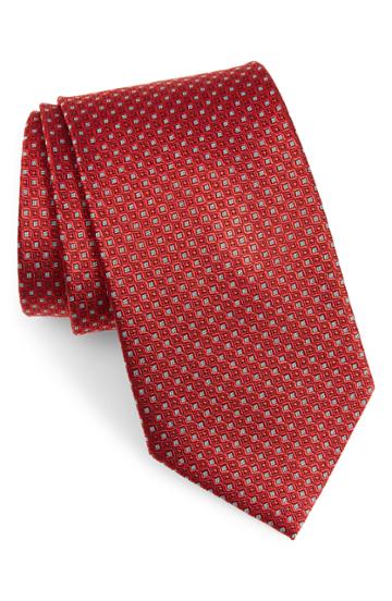 Men's Nordstrom Men's Shop Grid Silk X-long Tie, Size X-long - Red