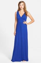 Petite Women's Loveappella V-neck Jersey Maxi Dress, Size P - Blue