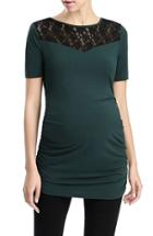 Women's Kimi And Kai 'alden' Floral Lace Jersey Maternity Top - Blue/green