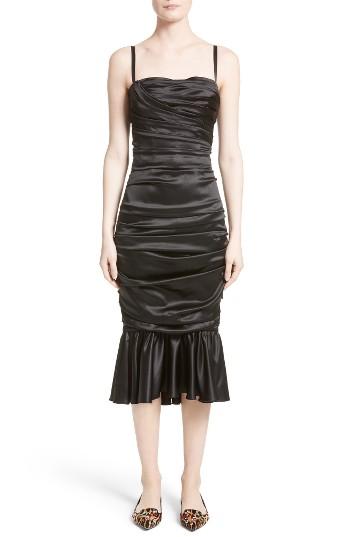 Women's Dolce & Gabbana Ruched Stretch Satin Dress
