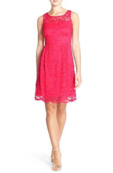 Women's Donna Ricco Lace Fit & Flare Dress - Pink