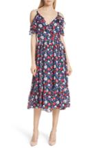 Women's Kate Spade New York Daisy Satin Stripe Midi Silk Dress - Blue