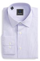 Men's David Donahue Regular Fit Stripe Dress Shirt .5 34/35 - Purple