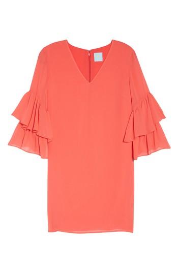 Women's Cece Carmen Tiered Ruffle Sleeve Shift Dress - Orange