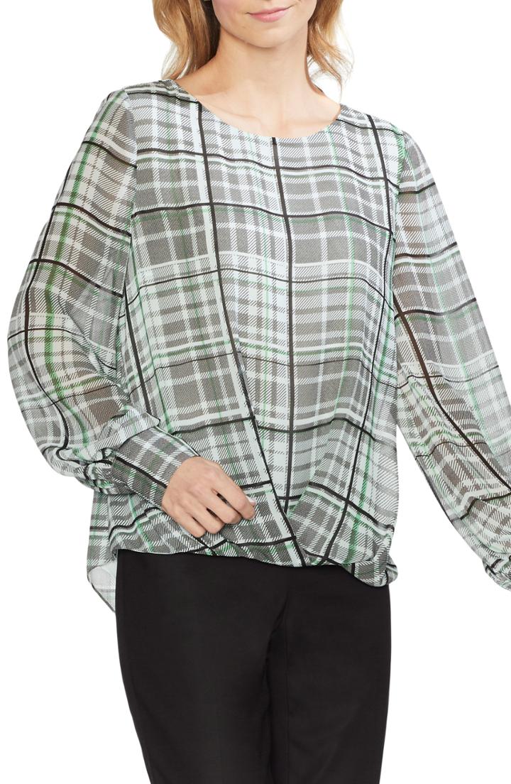 Women's Vince Camuto Plaid Foldover Hem Top - Blue