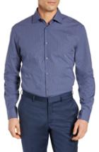 Men's John Varvatos Star Usa Regular Fit Stretch Check Dress Shirt L - Blue