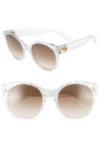 Women's Gucci 54mm Glitter Sunglasses - Glitter Silver/ Brown