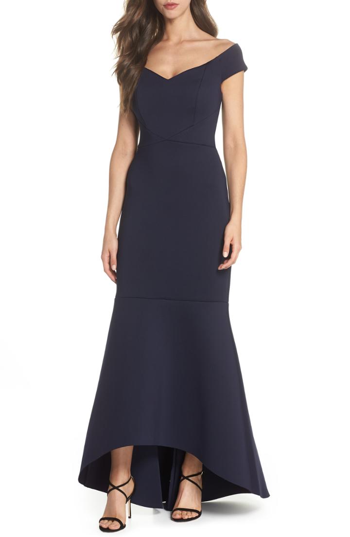 Women's Eliza J Off The Shoulder Trumpet Gown - Blue