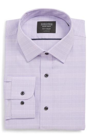 Men's Nordstrom Men's Shop Tech-smart Traditional Fit Stretch Plaid Dress Shirt .5 32/33 - Purple