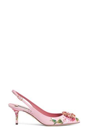 Women's Dolce & Gabbana Floral Slingback Pump .5us / 40eu - Pink