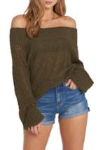 Women's Billabong Rolled Up Off The Shoulder Sweater - Green