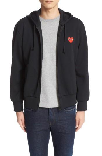 Men's Comme Des Garcons Play Zip-up Hoodie - Black