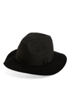 Women's David & Young Two-tone Straw & Wool Panama Hat - Black