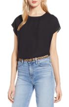 Women's Halogen Cap Sleeve Woven Blouse - Black