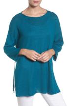 Women's Eileen Fisher Side Tie Organic Linen Sweater - Blue/green