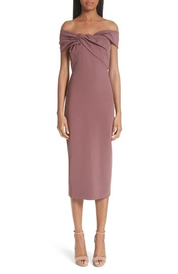 Women's Cushnie Et Ochs Twist Off The Shoulder Sheath Dress - Pink