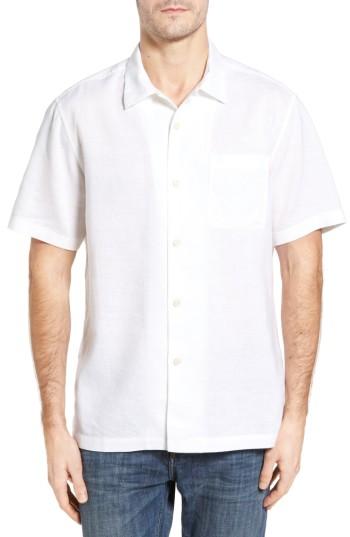 Men's Tommy Bahama Monaco Tides Standard Fit Linen Blend Camp Shirt, Size - White