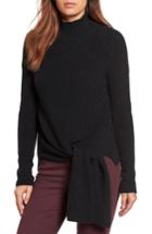 Petite Women's Halogen Tie Hem Sweater P - Black