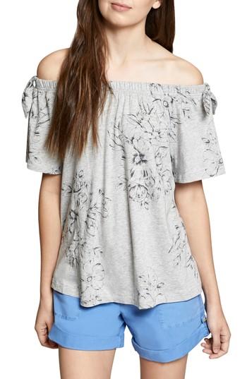 Women's Sanctuary Riviera Off The Shoulder Tie Sleeve Top - Grey