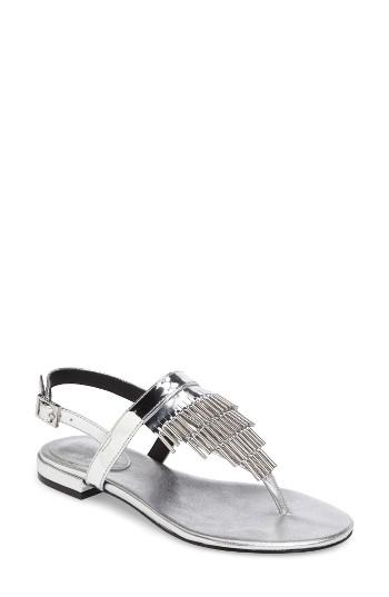 Women's Calvin Klein Evonie Metal-fringed V-strap Sandal M - Metallic