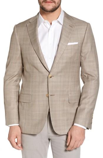 Men's Hickey Freeman Beacon Classic Fit Plaid Wool Sport Coat R - Beige
