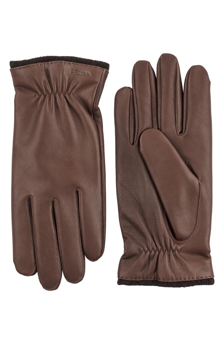 Men's Hestra Samuel Leather Gloves - Brown