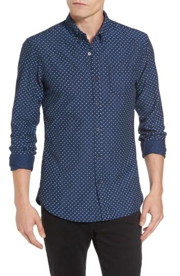 Men's Scotch & Soda Slim Fit Allover Print Shirt, Size - White
