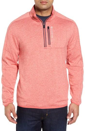 Men's Vineyard Vines Grid Fleece Quarter Zip Pullover, Size - Red