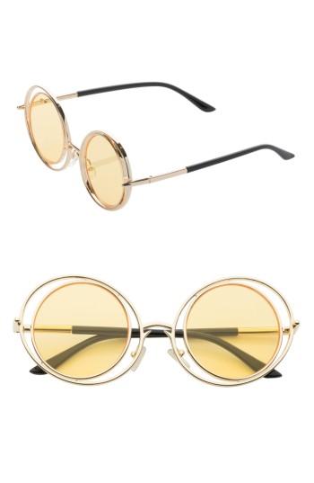 Women's Sunnyside La 55mm Round Sunglasses - Gold/ Yellow