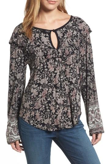 Women's Lucky Brand Mixed Floral Ruffle Top