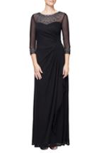 Women's Alex Evenings Embellished A-line Gown - Black