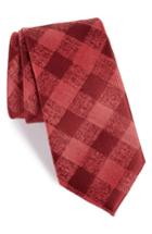 Men's Calibrate Tigrane Check Silk & Cotton Tie, Size - Burgundy