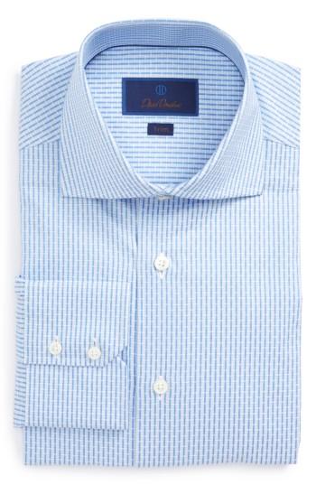 Men's David Donahue Trim Fit Box Weave Dress Shirt 32/33 - Blue