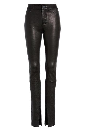 Women's Paige Constance Leather Skinny Pants - Black