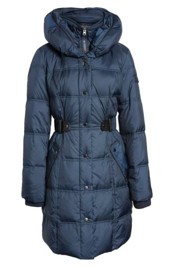 Women's Larry Levine Quilted Down & Feather Fill Coat - Blue
