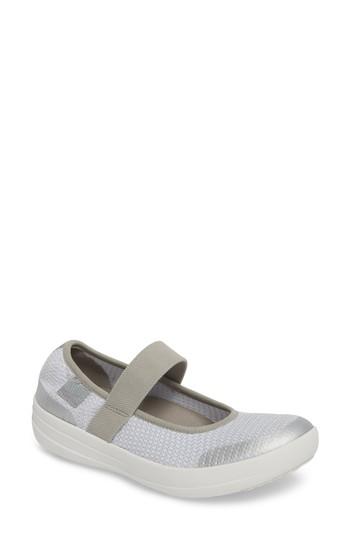 Women's Fitflop Uberknit(tm) Mary Jane Flat M - Metallic