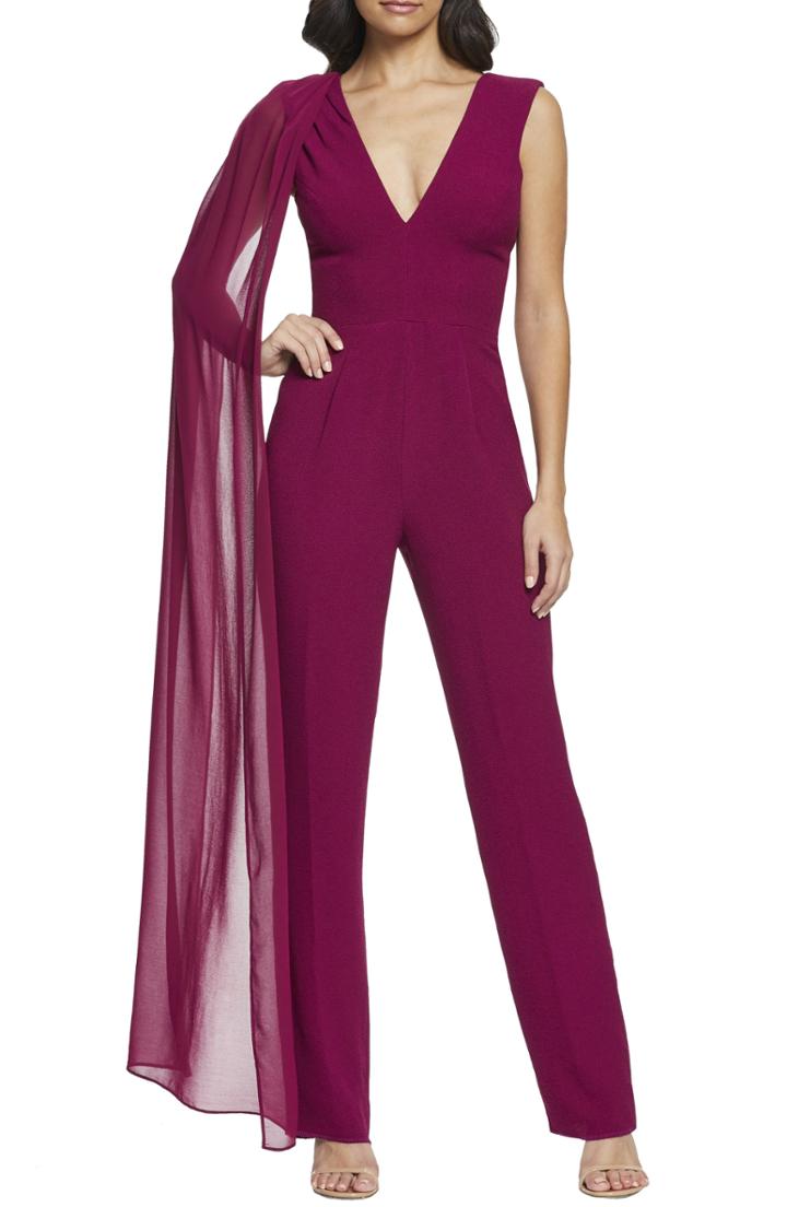 Women's Dress The Population Robbie Drape Jumpsuit, Size - Burgundy
