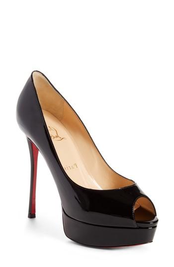 Women's Christian Louboutin Fetish Peep Toe Platform Pump .5us / 35.5eu - Black