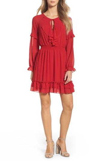 Women's Nsr Julia Chiffon Skater Dress - Red