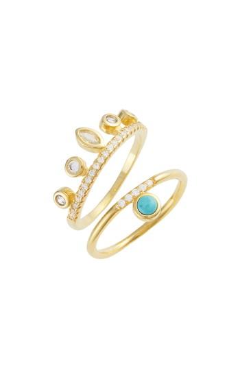 Women's Elise M. Jacinta Set Of 2 Turquoise & Crystal Rings