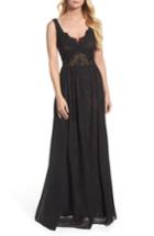 Women's Vera Wang Lace Detail Gown - Black