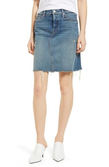 Women's Mother The Tomcat Fray Denim Skirt - Blue