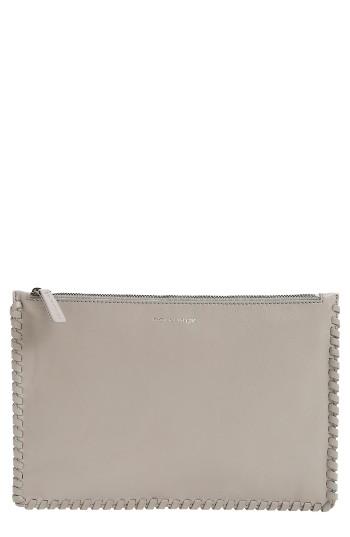 Mackage Whipstitch Leather Zip Pouch - Grey