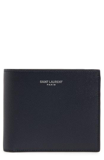 Men's Saint Laurent Pebble Grain Leather Wallet - Blue